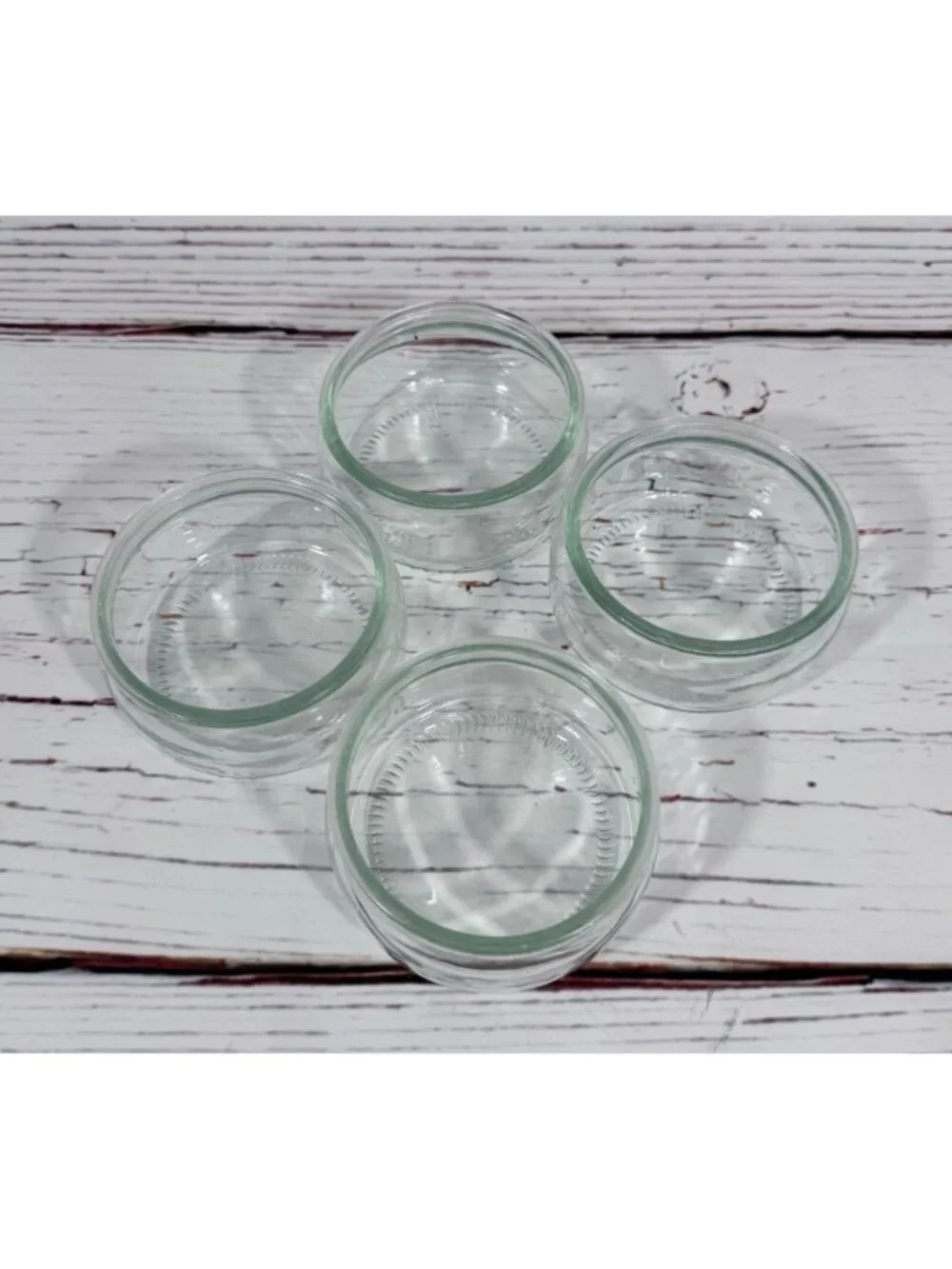 Clear Glass Dessert Ramekins Round Bowls 3.25” Set of 4 Condiments Or Prep Gü
